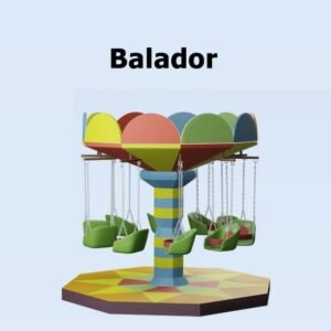 Manège à chaises volantes Balador pour enfants avec sièges suspendus et design coloré, idéal pour les parcs et événements