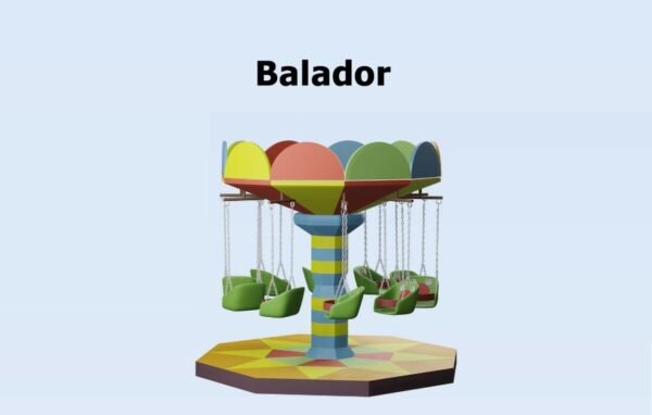 Manège à chaises volantes Balador pour enfants avec sièges suspendus et design coloré, idéal pour les parcs et événements